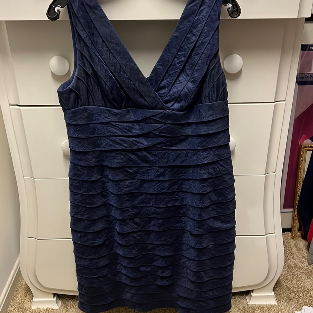 Adrianna Papell Navy Silk Dress